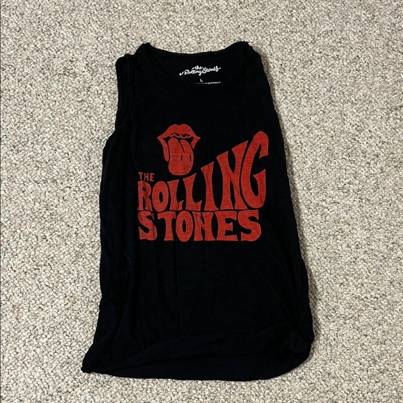 Rolling Stones Black Tank Top with side knot size large - Picture 1 of 5